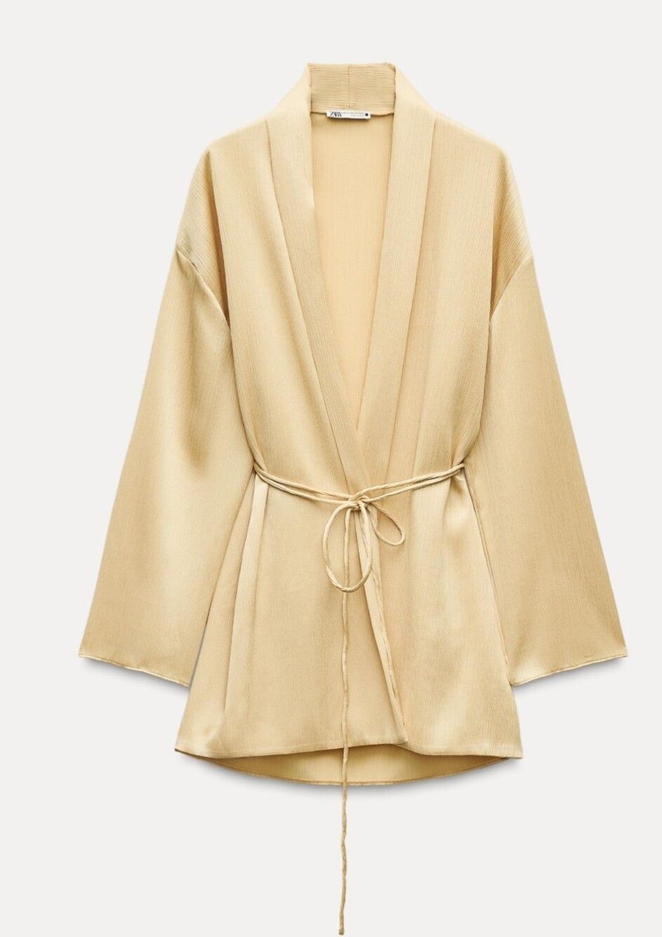 ZARA Collection Belted Pleated Kimono Tunic In Gold